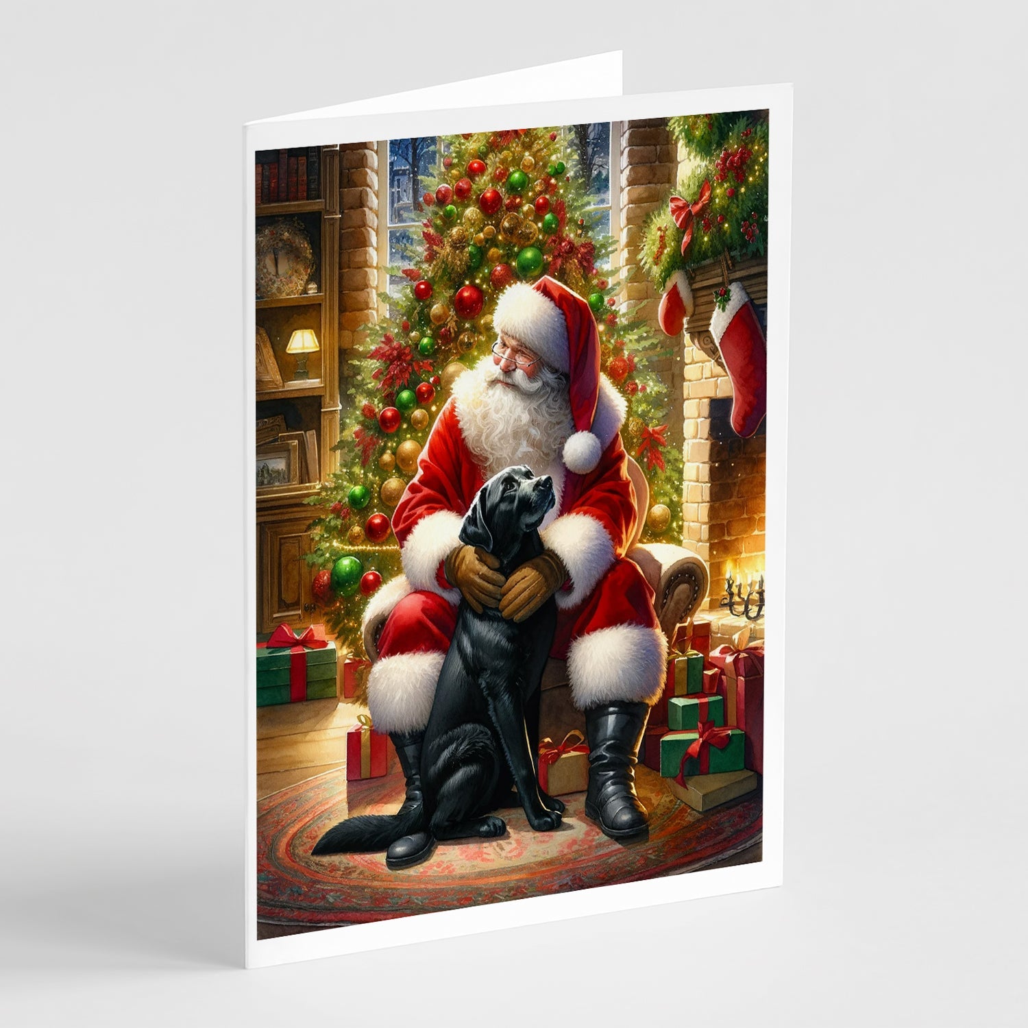 Labrador Retriever and Santa Claus Greeting Cards Pack of 8 Blank Cards with Envelopes Whimsical A7 Size 5x7