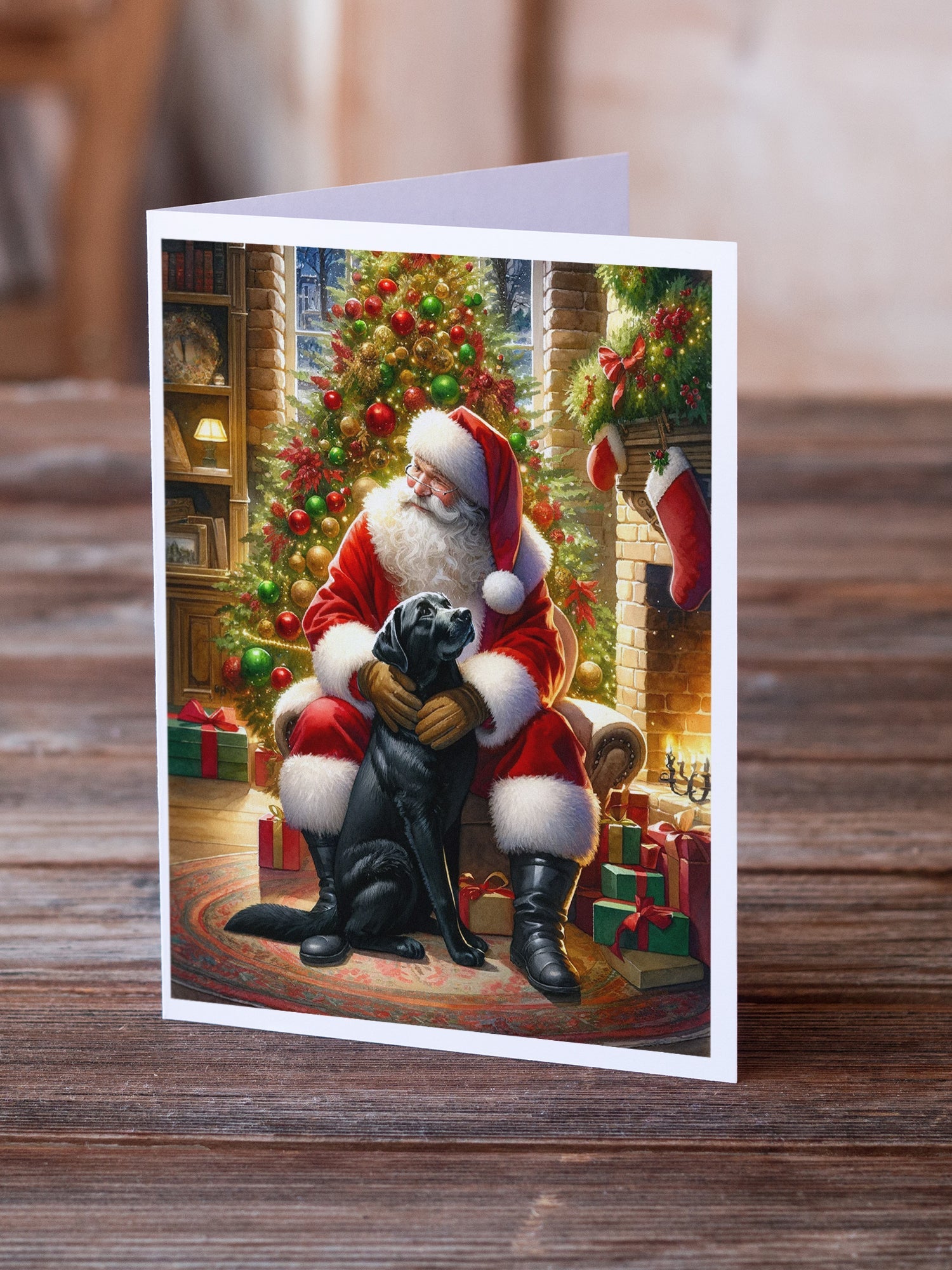 Labrador Retriever and Santa Claus Greeting Cards Pack of 8 Blank Cards with Envelopes Whimsical A7 Size 5x7