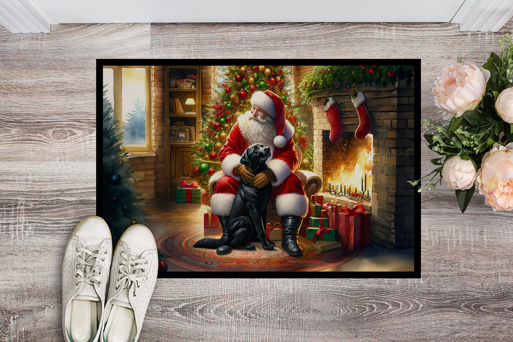 Labrador Retriever and Santa Claus Doormat Indoor Outdoor 18H X 27W Front Door Mat Rugs for Entryway, Non Slip Washable