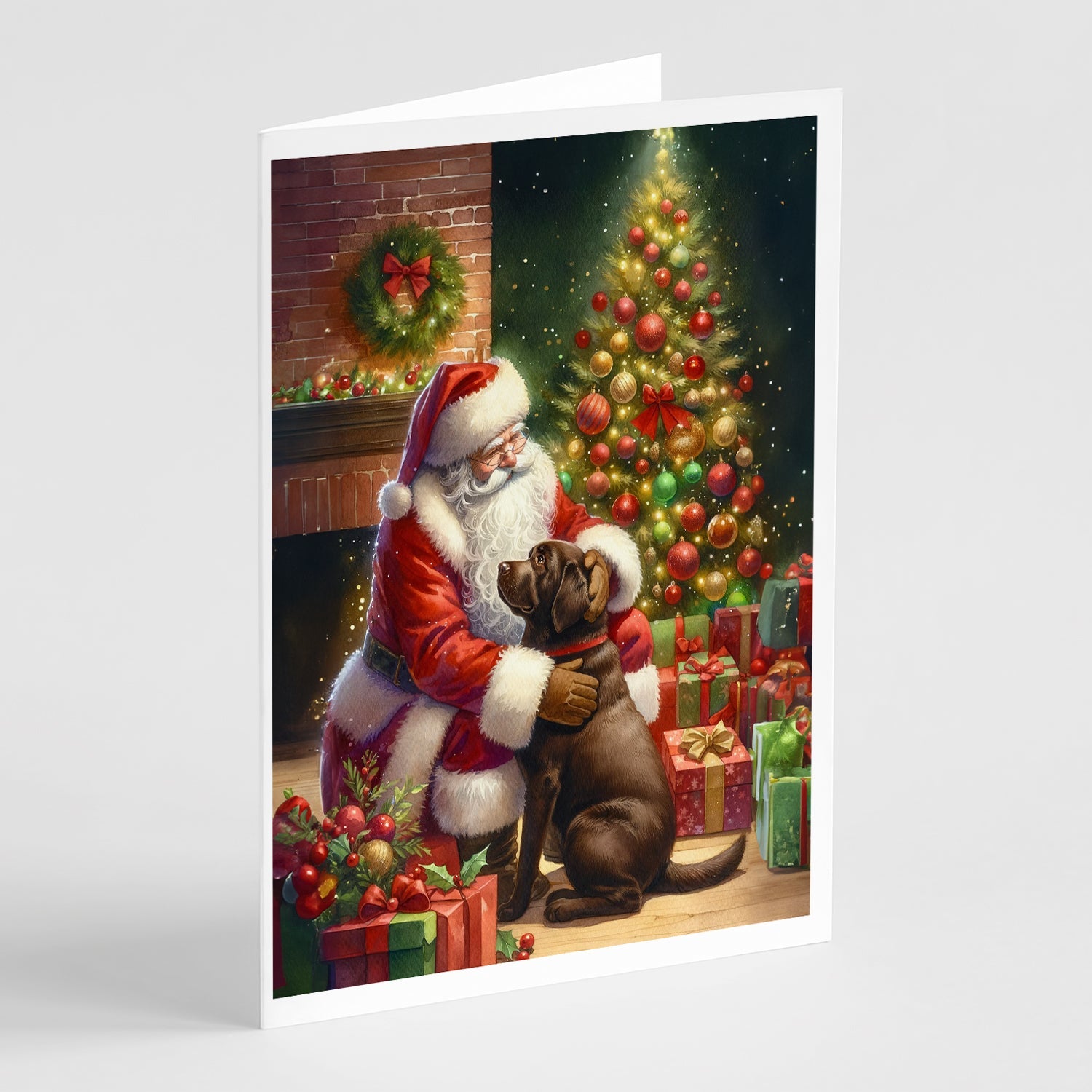 Labrador Retriever and Santa Claus Greeting Cards Pack of 8 Blank Cards with Envelopes Whimsical A7 Size 5x7