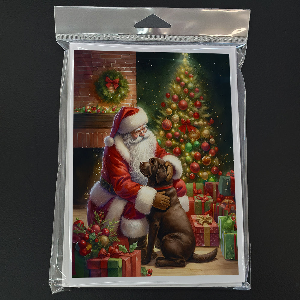 Labrador Retriever and Santa Claus Greeting Cards Pack of 8 Blank Cards with Envelopes Whimsical A7 Size 5x7