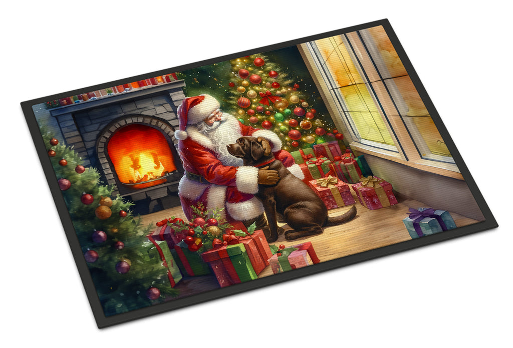 Labrador Retriever and Santa Claus Doormat Indoor Outdoor 18H X 27W Front Door Mat Rugs for Entryway, Non Slip Washable