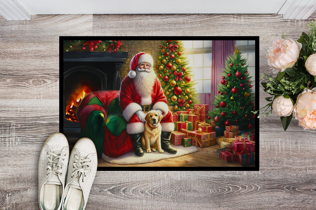 Labrador Retriever and Santa Claus Doormat Indoor Outdoor 24H X 36W Front Door Mat Rugs for Entryway, Non Slip Washable Low Pile,