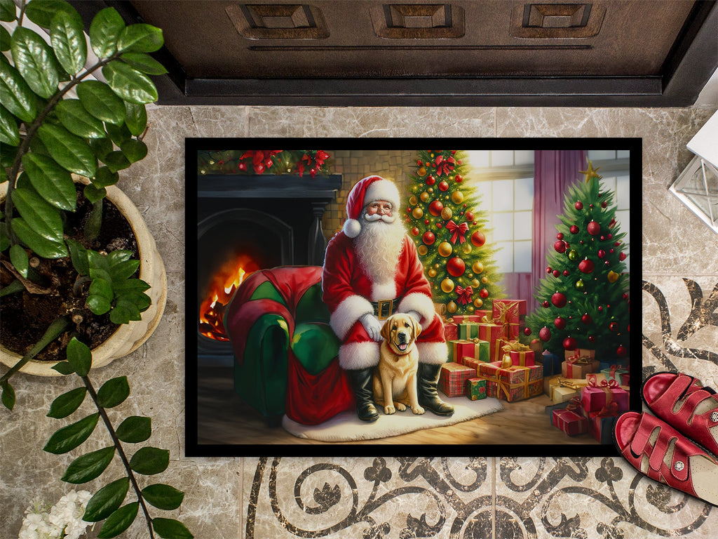 Labrador Retriever and Santa Claus Doormat Indoor Outdoor 24H X 36W Front Door Mat Rugs for Entryway, Non Slip Washable Low Pile,
