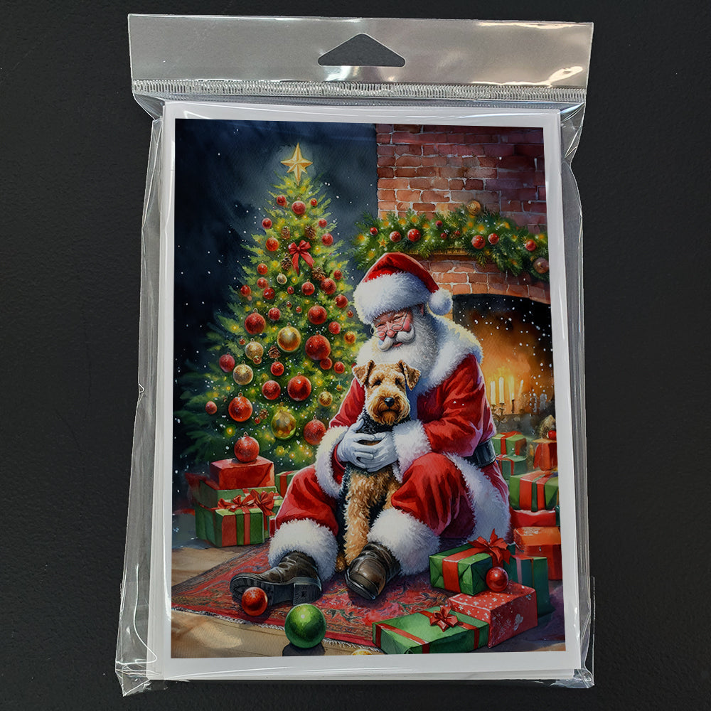 Lakeland Terrier and Santa Claus Greeting Cards Pack of 8 Blank Cards with Envelopes Whimsical A7 Size 5x7