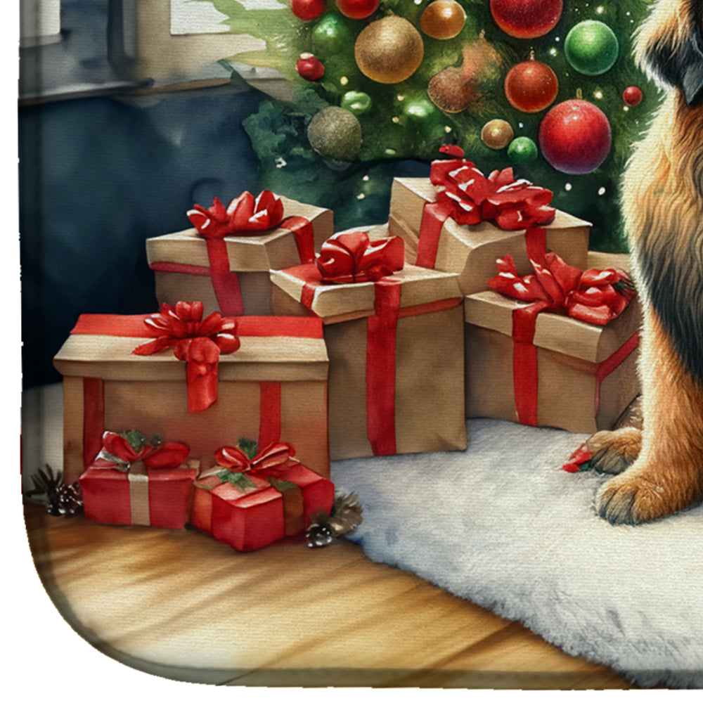 Leonberger and Santa Claus Dish Drying Mat Absorbent Dish Drying Mat Pad for Kitchen Counter Dish Drainer Mat for Countertop, 14 x 21", Multicolor