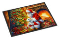 Maltese and Santa Claus Doormat Indoor Outdoor 18H X 27W Front Door Mat Rugs for Entryway, Non Slip Washable
