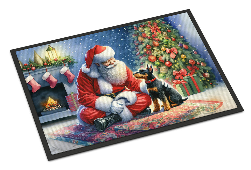 Manchester Terrier and Santa Claus Doormat Indoor Outdoor 18H X 27W Front Door Mat Rugs for Entryway, Non Slip Washable