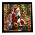 Mastiff and Santa Claus Framed Metal Print Bathroom, Kitchen, Office, Home Decor Wall Art Ready to Hang, Square, 8X8