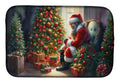 Miniature Pinscher and Santa Claus Dish Drying Mat Absorbent Dish Drying Mat Pad for Kitchen Counter Dish Drainer Mat for Countertop, 14 x 21", Multicolor