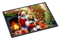 Norfolk Terrier and Santa Claus Doormat Indoor Outdoor 18H X 27W Front Door Mat Rugs for Entryway, Non Slip Washable