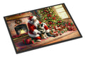 Norwegian Elkhound and Santa Claus Doormat Indoor Outdoor 24H X 36W Front Door Mat Rugs for Entryway, Non Slip Washable Low Pile,