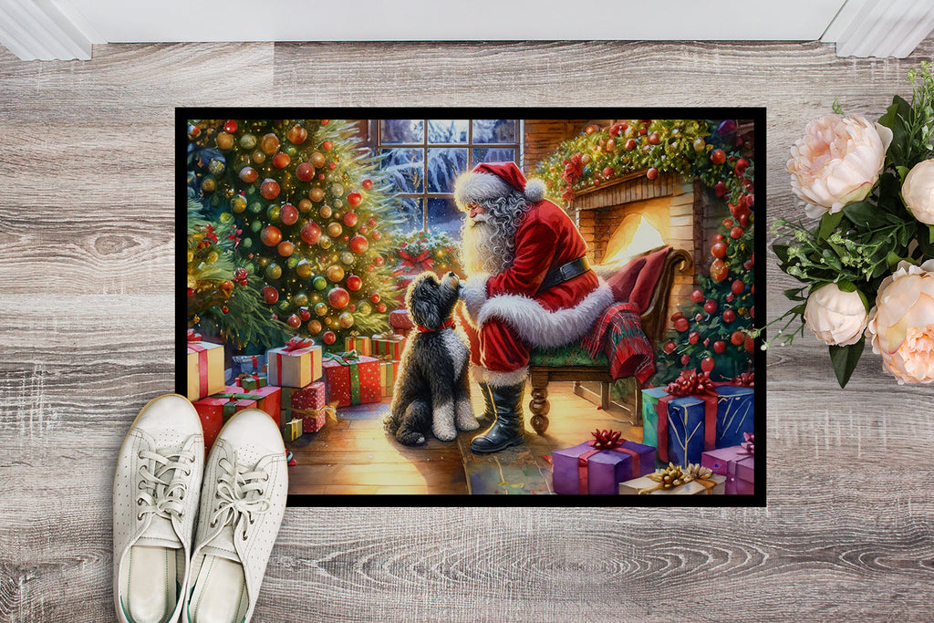 Portuguese Water Dog and Santa Claus Doormat Indoor Outdoor 18H X 27W Front Door Mat Rugs for Entryway, Non Slip Washable
