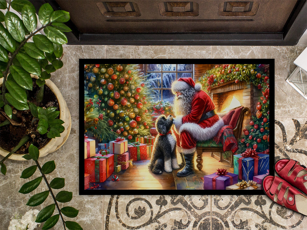 Portuguese Water Dog and Santa Claus Doormat Indoor Outdoor 18H X 27W Front Door Mat Rugs for Entryway, Non Slip Washable