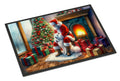 Samoyed and Santa Claus Doormat Indoor Outdoor 24H X 36W Front Door Mat Rugs for Entryway, Non Slip Washable Low Pile,