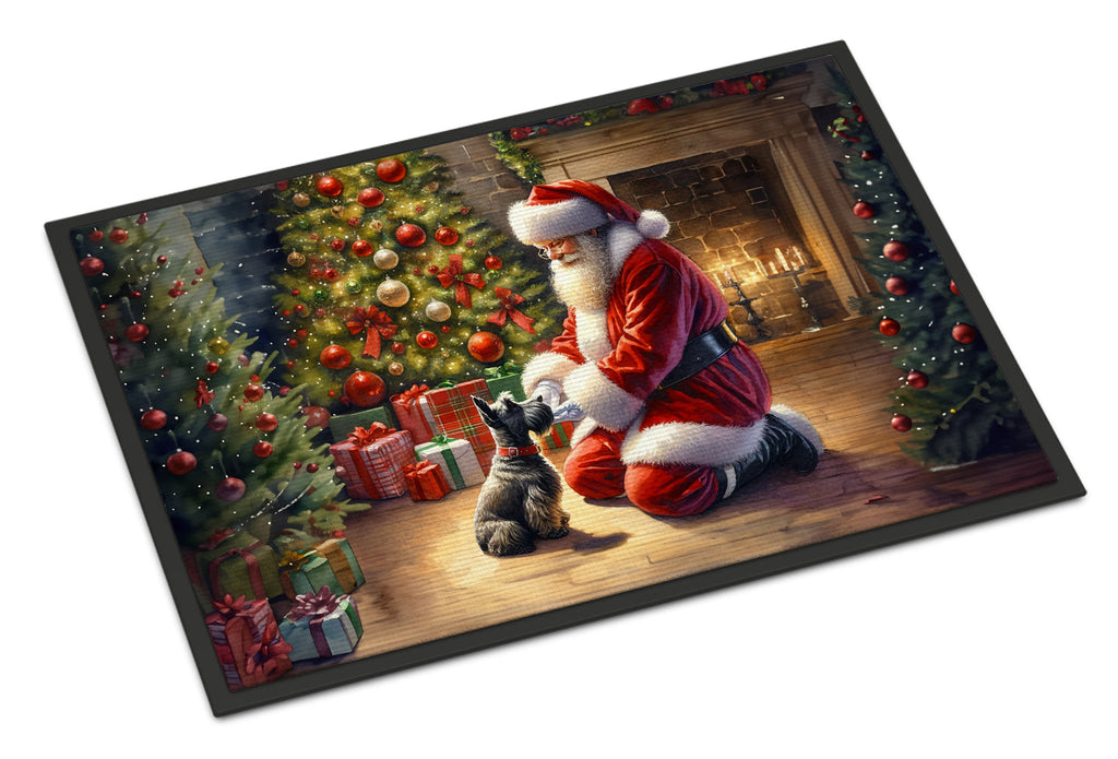 Scottish Terrier and Santa Claus Doormat Indoor Outdoor 24H X 36W Front Door Mat Rugs for Entryway, Non Slip Washable Low Pile,