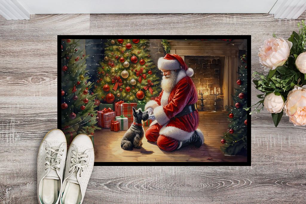 Scottish Terrier and Santa Claus Doormat Indoor Outdoor 24H X 36W Front Door Mat Rugs for Entryway, Non Slip Washable Low Pile,