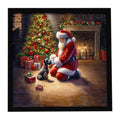 Scottish Terrier and Santa Claus Framed Metal Print Bathroom, Kitchen, Office, Home Decor Wall Art Ready to Hang, Square, 8X8