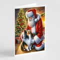 Sheltie and Santa Claus Greeting Cards Pack of 8 Blank Cards with Envelopes Whimsical A7 Size 5x7