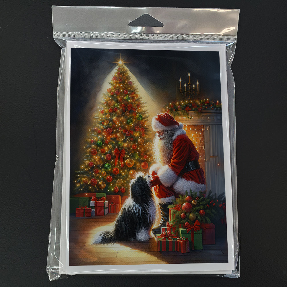 Tibetan Terrier and Santa Claus Greeting Cards Pack of 8 Blank Cards with Envelopes Whimsical A7 Size 5x7