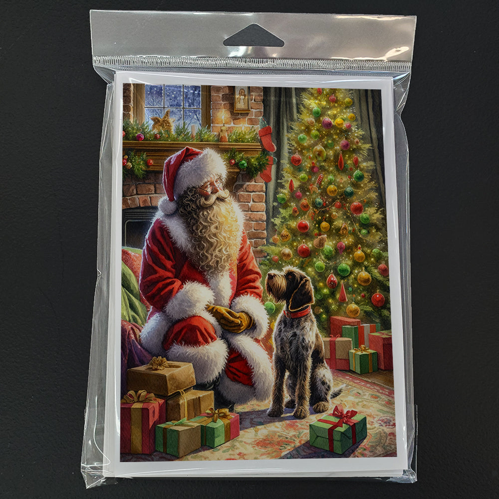 Wirehaired Pointing Griffon and Santa Claus Greeting Cards Pack of 8 Blank Cards with Envelopes Whimsical A7 Size 5x7