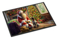 Wirehaired Pointing Griffon and Santa Claus Doormat Indoor Outdoor 24H X 36W Front Door Mat Rugs for Entryway, Non Slip Washable Low Pile,
