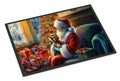 Yorkshire Terrier Yorkie and Santa Claus Doormat Indoor Outdoor 24H X 36W Front Door Mat Rugs for Entryway, Non Slip Washable Low Pile,