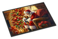 Yorkshire Terrier Yorkie and Santa Claus Doormat Indoor Outdoor 18H X 27W Front Door Mat Rugs for Entryway, Non Slip Washable