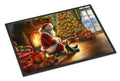 Yorkshire Terrier Yorkie and Santa Claus Doormat Indoor Outdoor 24H X 36W Front Door Mat Rugs for Entryway, Non Slip Washable Low Pile,
