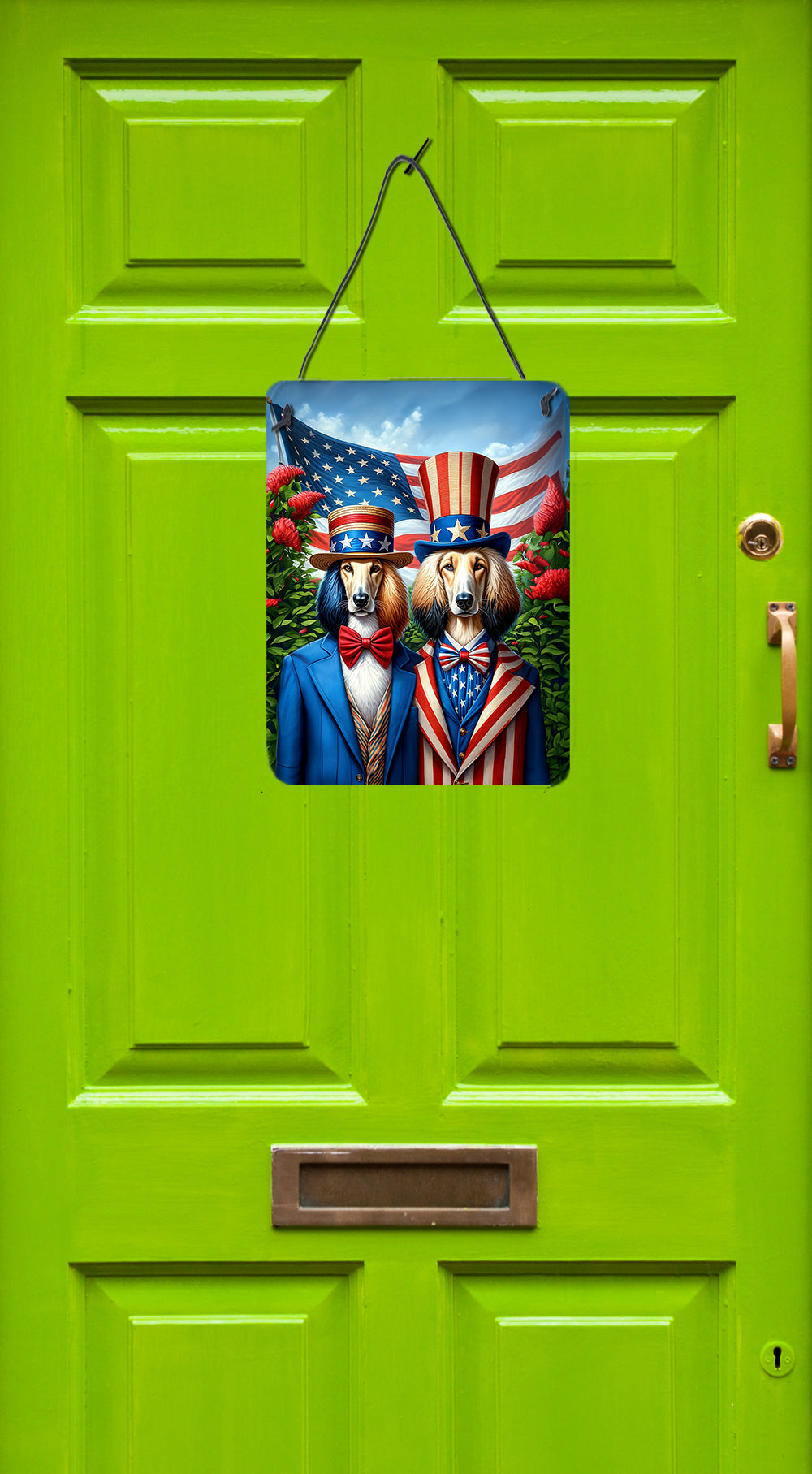 All American Afghan Hound Wall or Door Hanging Prints Aluminum Metal Sign Kitchen Wall Bar Bathroom Plaque Home Decor Front Door Plaque, 12x16, Multicolor