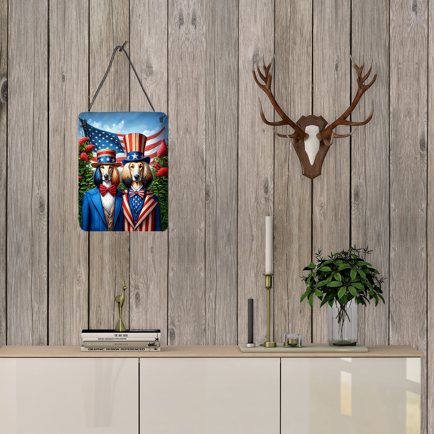 All American Afghan Hound Wall or Door Hanging Prints Aluminum Metal Sign Kitchen Wall Bar Bathroom Plaque Home Decor Front Door Plaque, 12x16, Multicolor