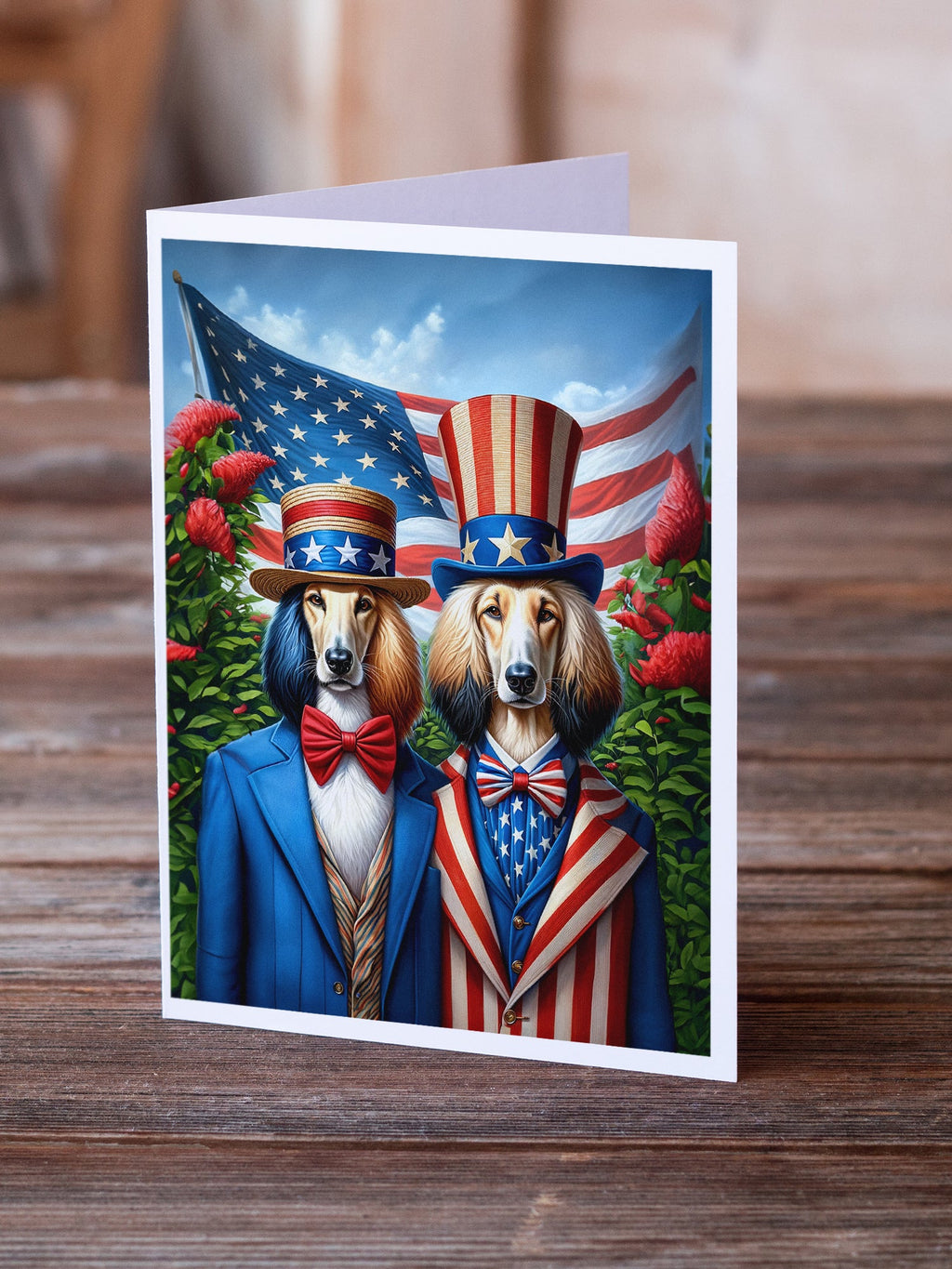 All American Afghan Hound Greeting Cards Pack of 8 Blank Cards with Envelopes Whimsical A7 Size 5x7