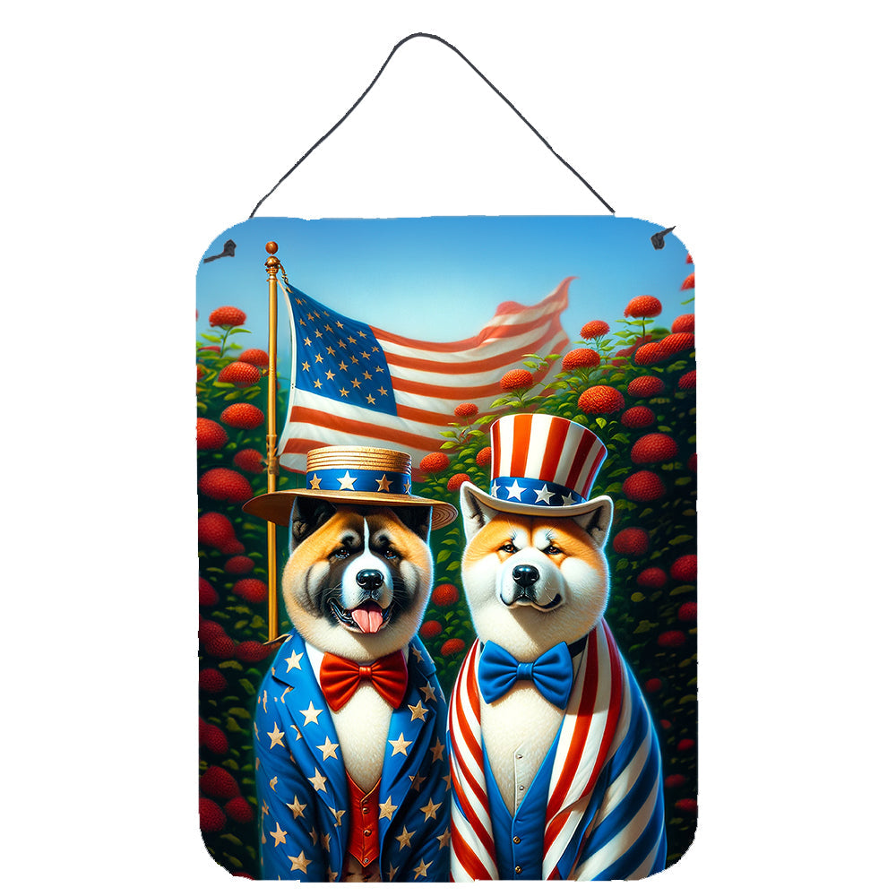 All American Akita Wall or Door Hanging Prints Aluminum Metal Sign Kitchen Wall Bar Bathroom Plaque Home Decor Front Door Plaque, 12x16, Multicolor