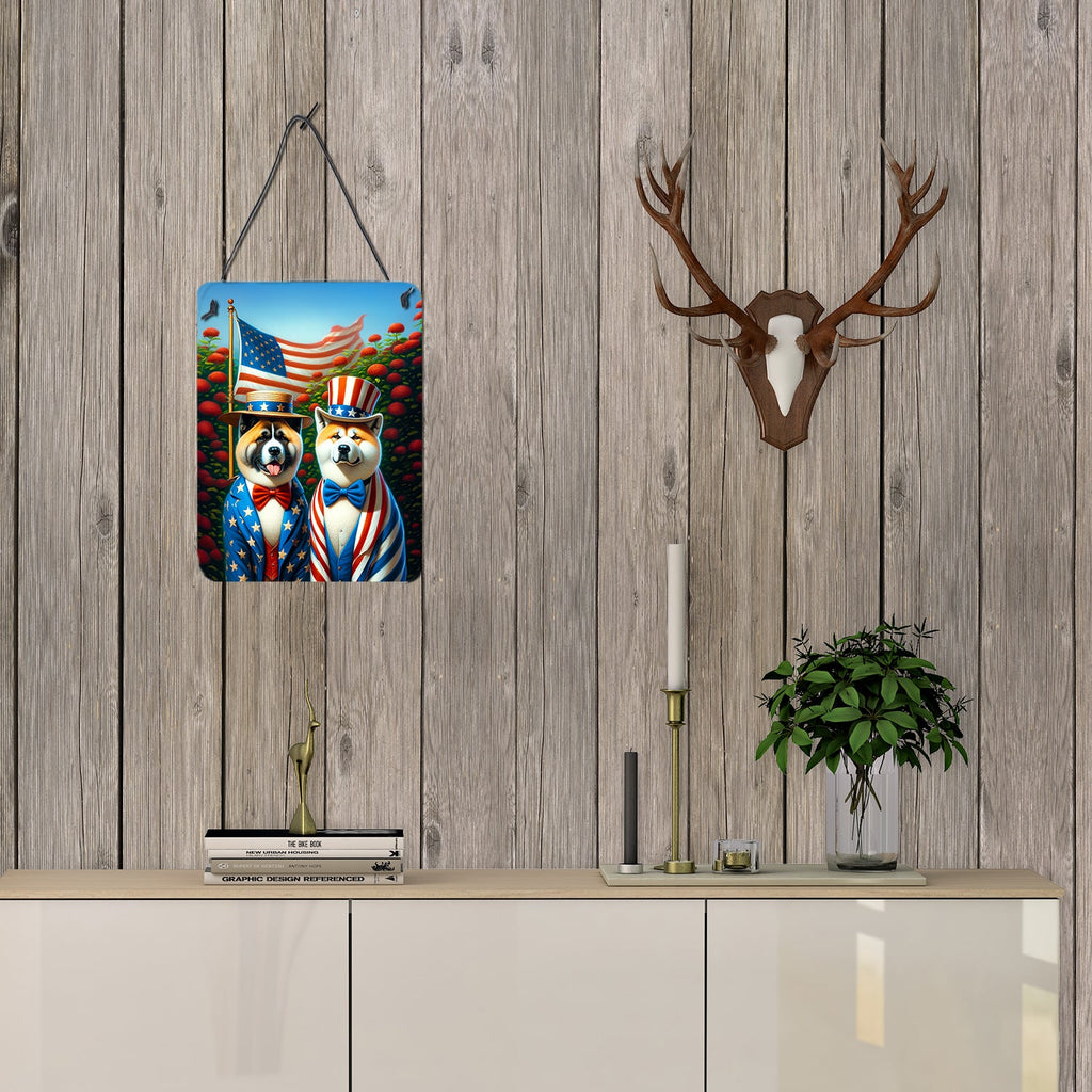 All American Akita Wall or Door Hanging Prints Aluminum Metal Sign Kitchen Wall Bar Bathroom Plaque Home Decor Front Door Plaque, 12x16, Multicolor