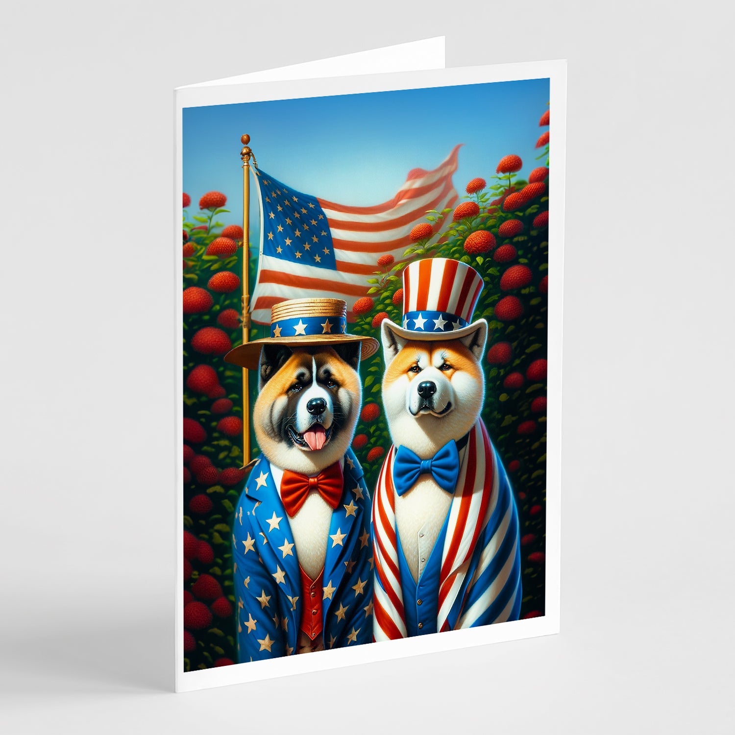 All American Akita Greeting Cards Pack of 8 Blank Cards with Envelopes Whimsical A7 Size 5x7