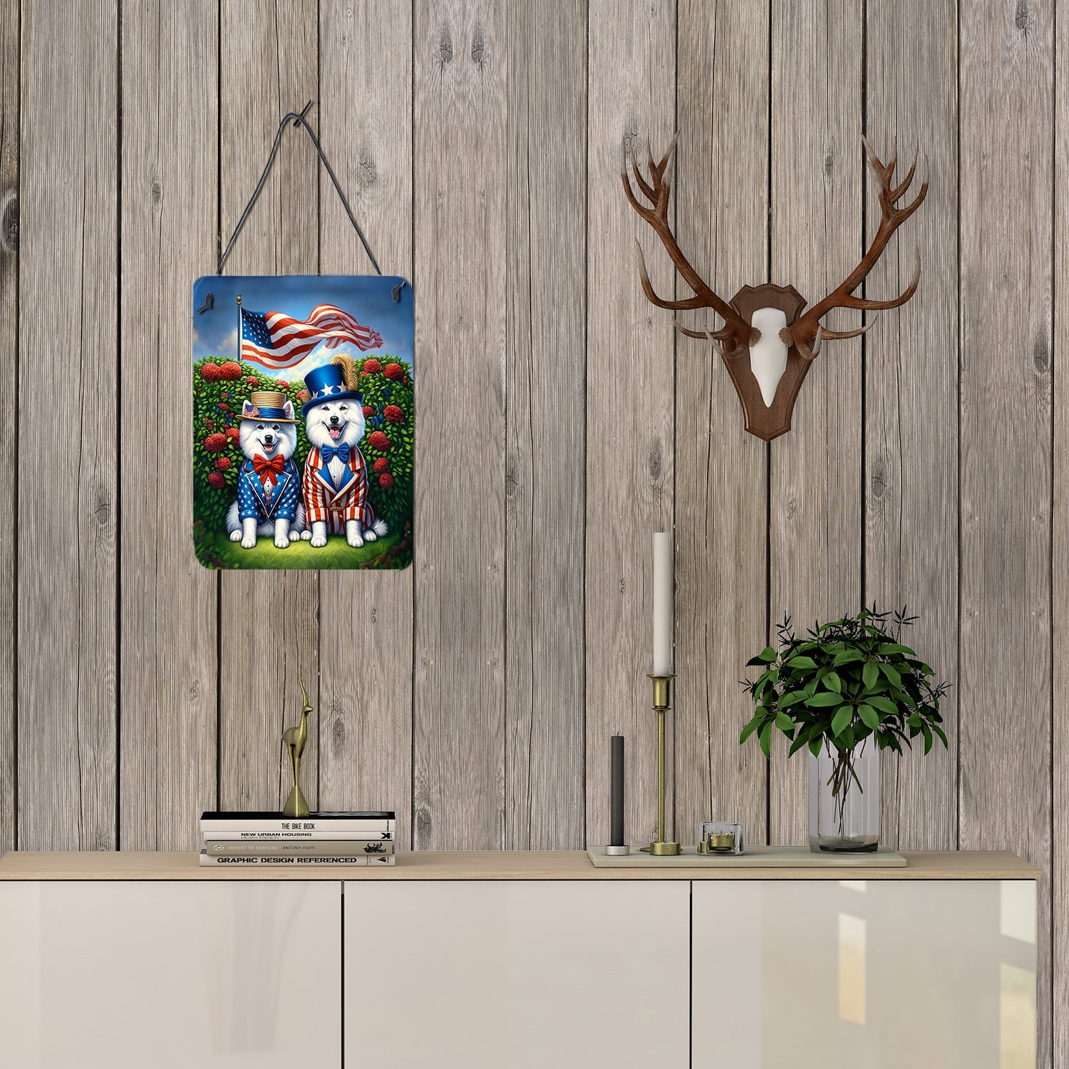 All American American Eskimo Wall or Door Hanging Prints Aluminum Metal Sign Kitchen Wall Bar Bathroom Plaque Home Decor Front Door Plaque, 12x16, Multicolor