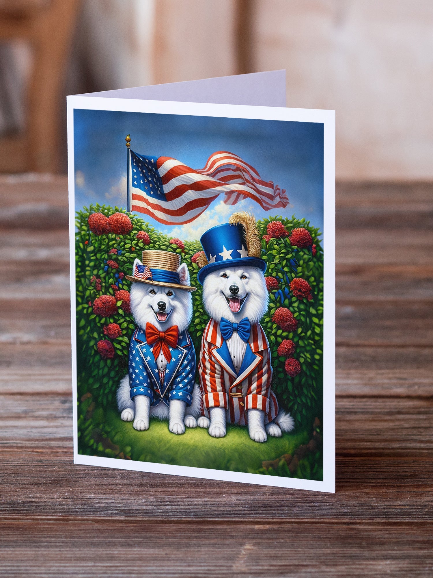 All American American Eskimo Greeting Cards Pack of 8 Blank Cards with Envelopes Whimsical A7 Size 5x7