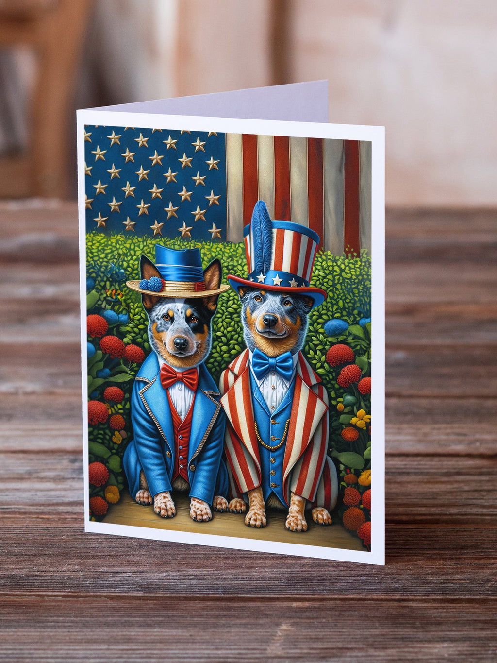 All American Australian Cattle Dog Greeting Cards Pack of 8 Blank Cards with Envelopes Whimsical A7 Size 5x7