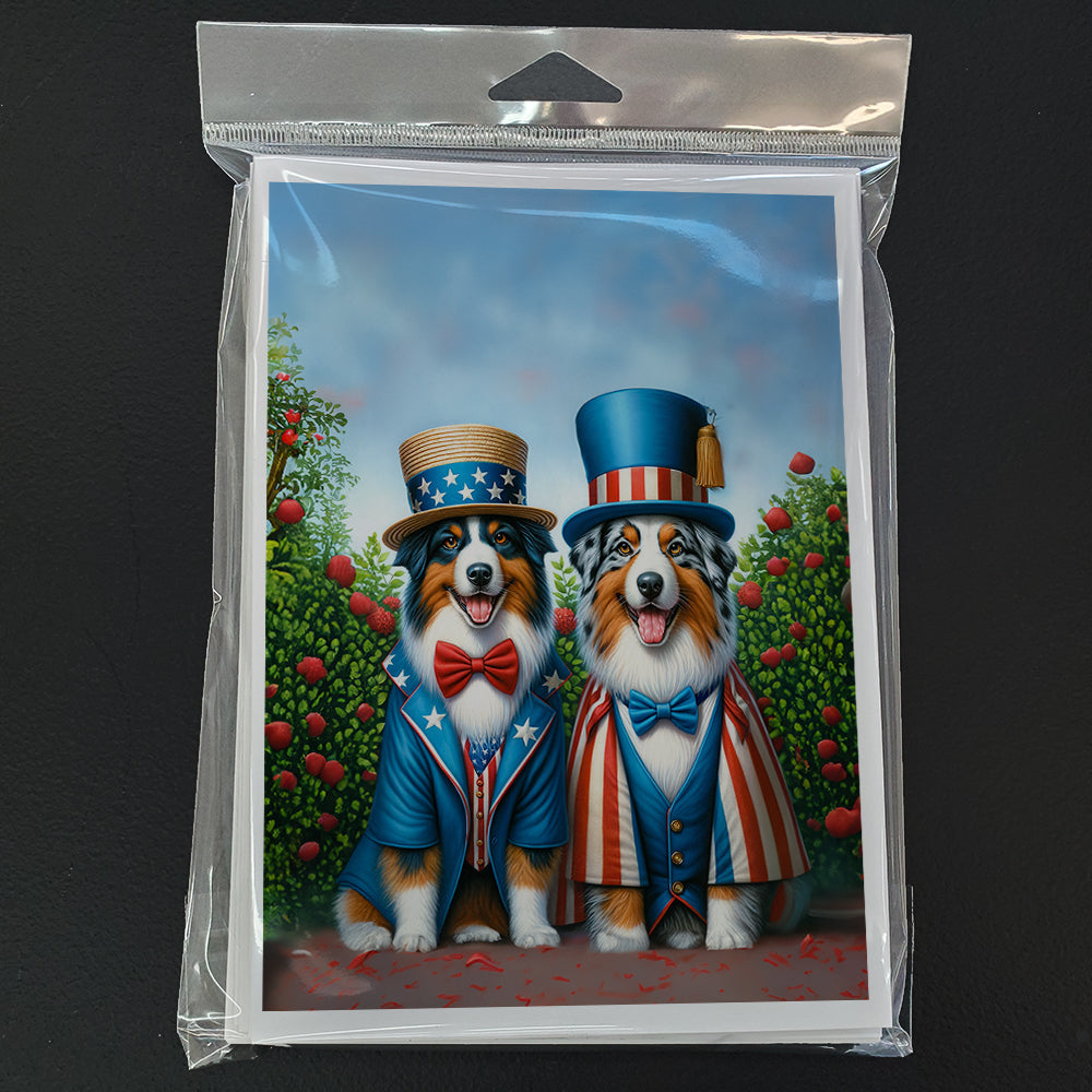 All American Australian Shepherd Greeting Cards Pack of 8 Blank Cards with Envelopes Whimsical A7 Size 5x7