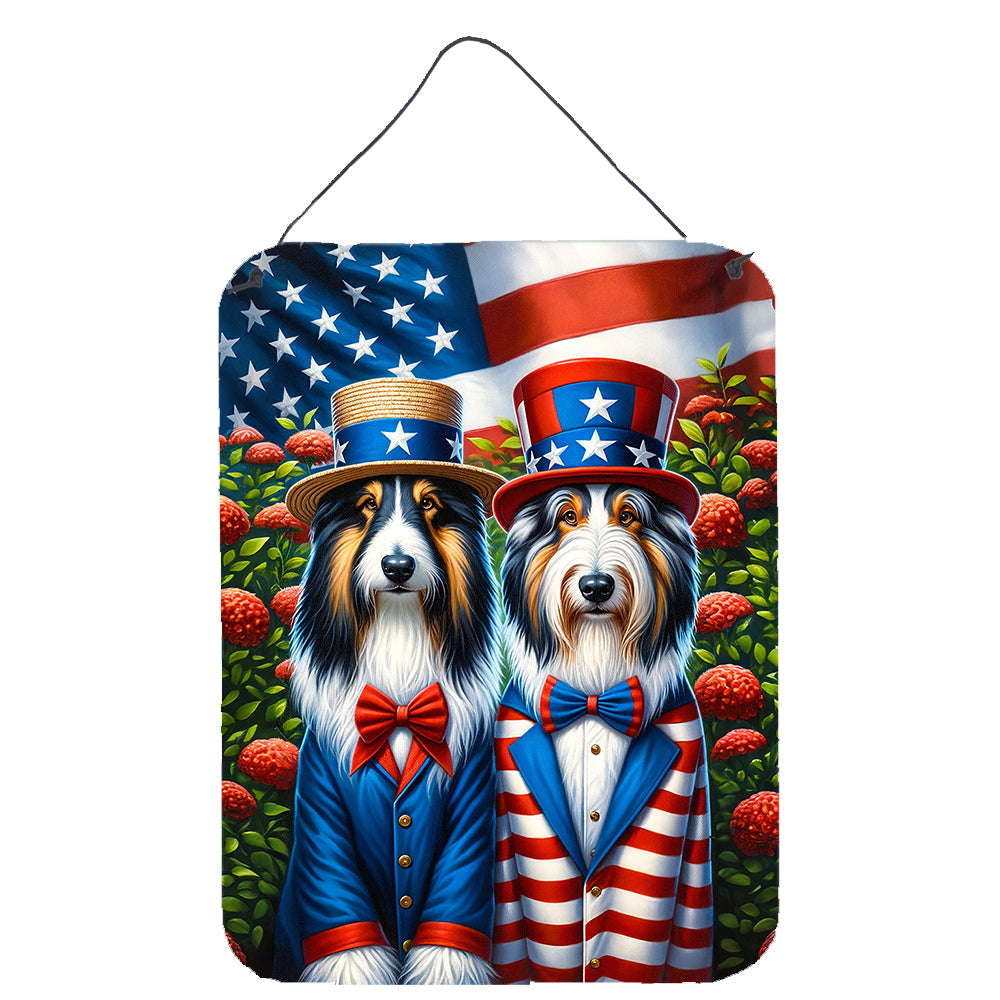 All American Bearded Collie Wall or Door Hanging Prints Aluminum Metal Sign Kitchen Wall Bar Bathroom Plaque Home Decor Front Door Plaque, 12x16, Multicolor