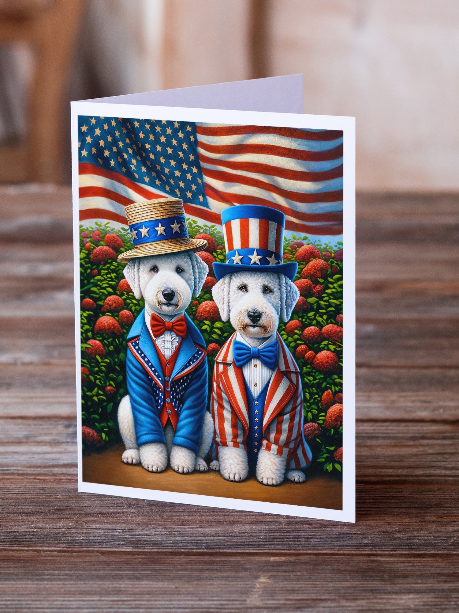 All American Bedlington Terrier Greeting Cards Pack of 8 Blank Cards with Envelopes Whimsical A7 Size 5x7