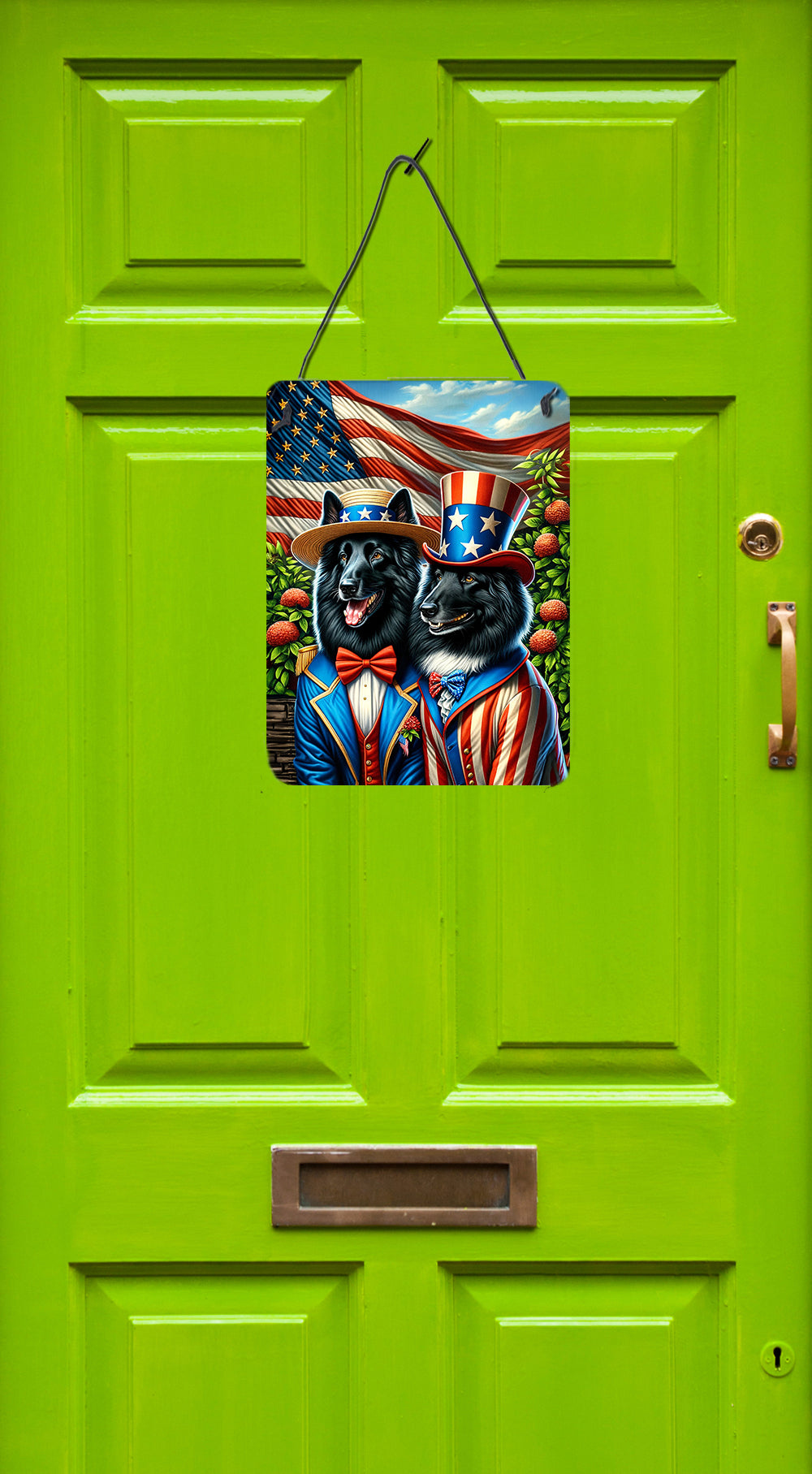 All American Belgian Sheepdog Wall or Door Hanging Prints Aluminum Metal Sign Kitchen Wall Bar Bathroom Plaque Home Decor Front Door Plaque, 12x16, Multicolor