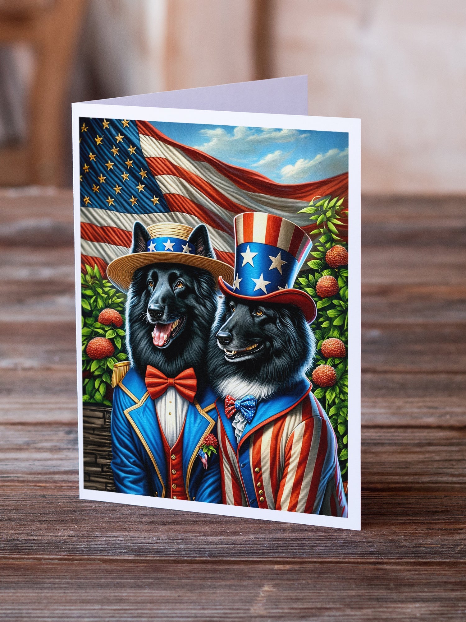 All American Belgian Sheepdog Greeting Cards Pack of 8 Blank Cards with Envelopes Whimsical A7 Size 5x7