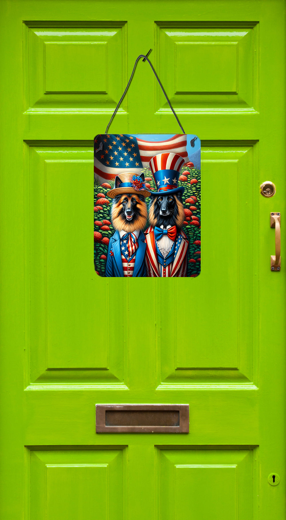 All American Belgian Tervuren Wall or Door Hanging Prints Aluminum Metal Sign Kitchen Wall Bar Bathroom Plaque Home Decor Front Door Plaque, 12x16, Multicolor