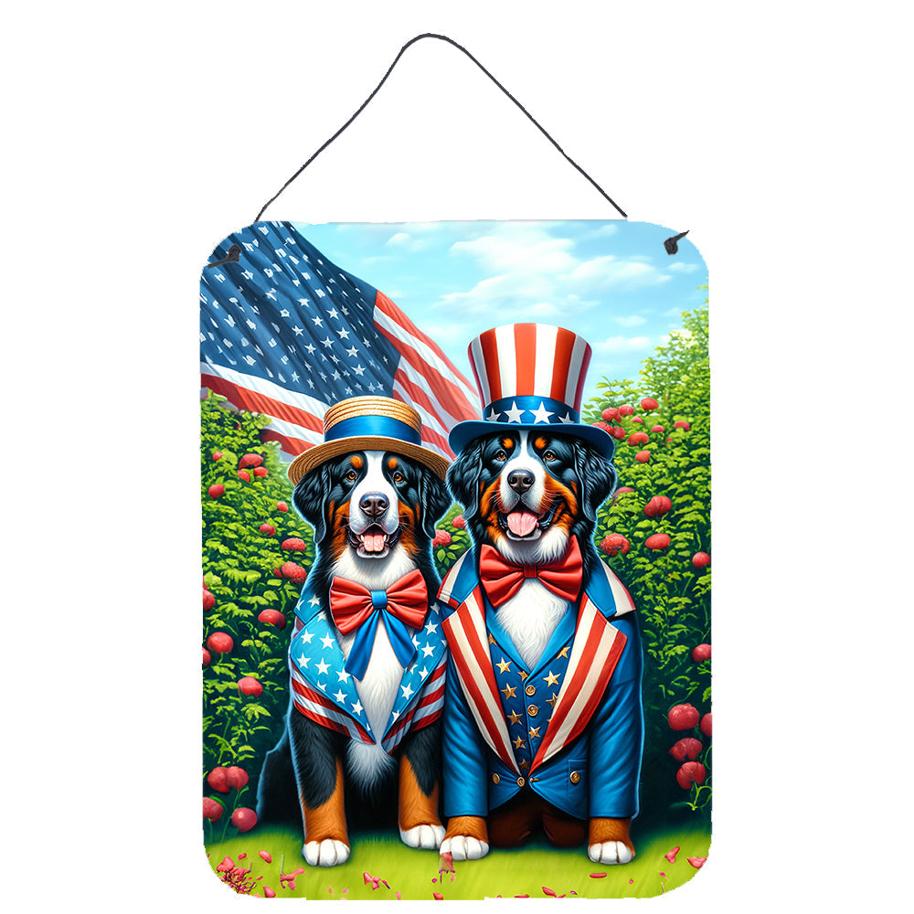 All American Bernese Mountain Dog Wall or Door Hanging Prints Aluminum Metal Sign Kitchen Wall Bar Bathroom Plaque Home Decor Front Door Plaque, 12x16, Multicolor