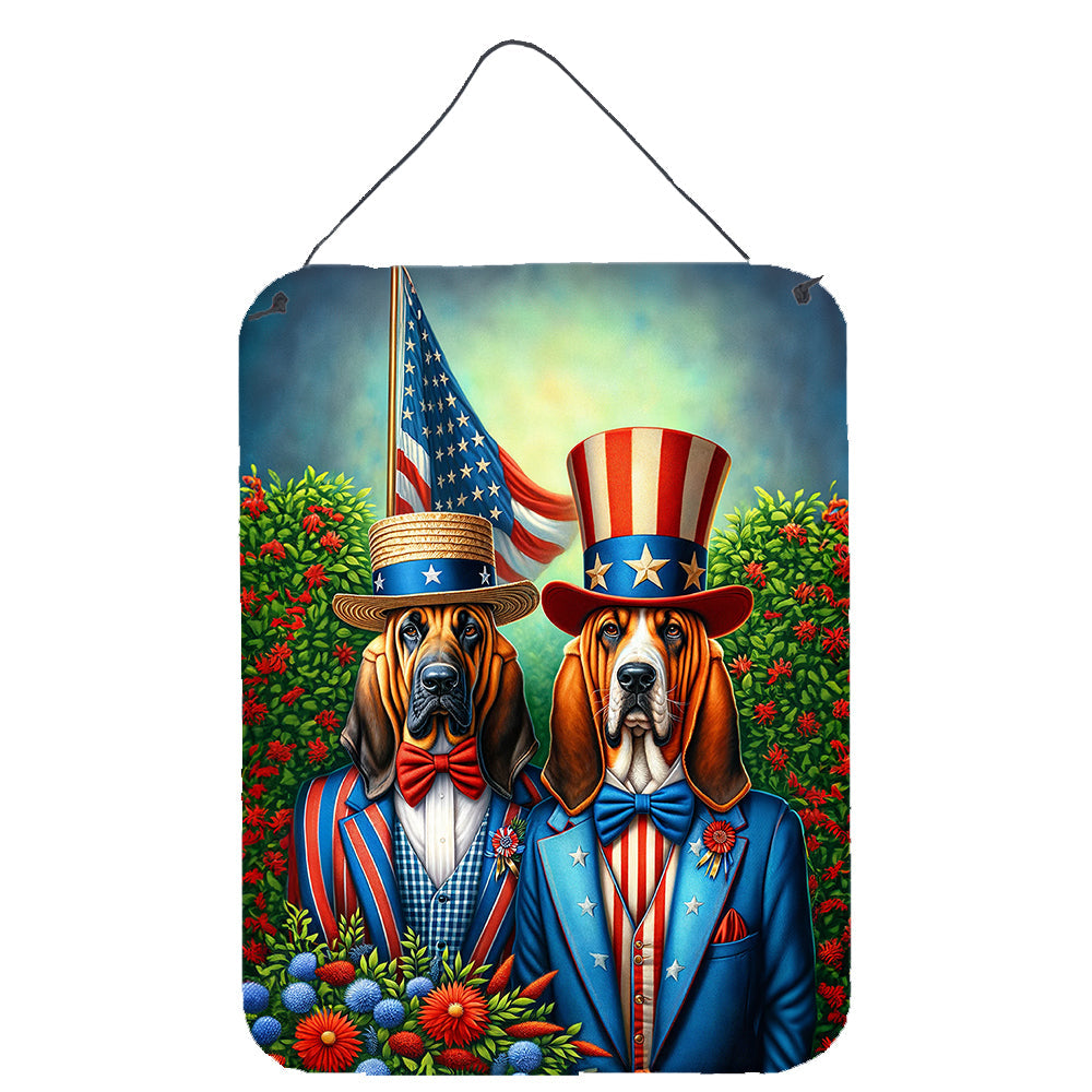 All American Bloodhound Wall or Door Hanging Prints Aluminum Metal Sign Kitchen Wall Bar Bathroom Plaque Home Decor Front Door Plaque, 12x16, Multicolor