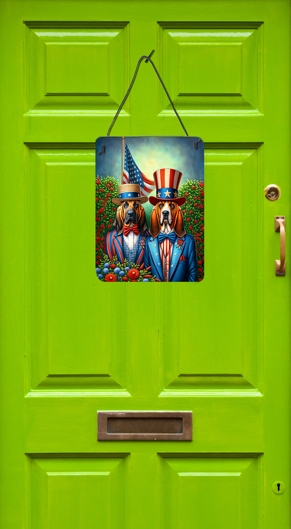 All American Bloodhound Wall or Door Hanging Prints Aluminum Metal Sign Kitchen Wall Bar Bathroom Plaque Home Decor Front Door Plaque, 12x16, Multicolor