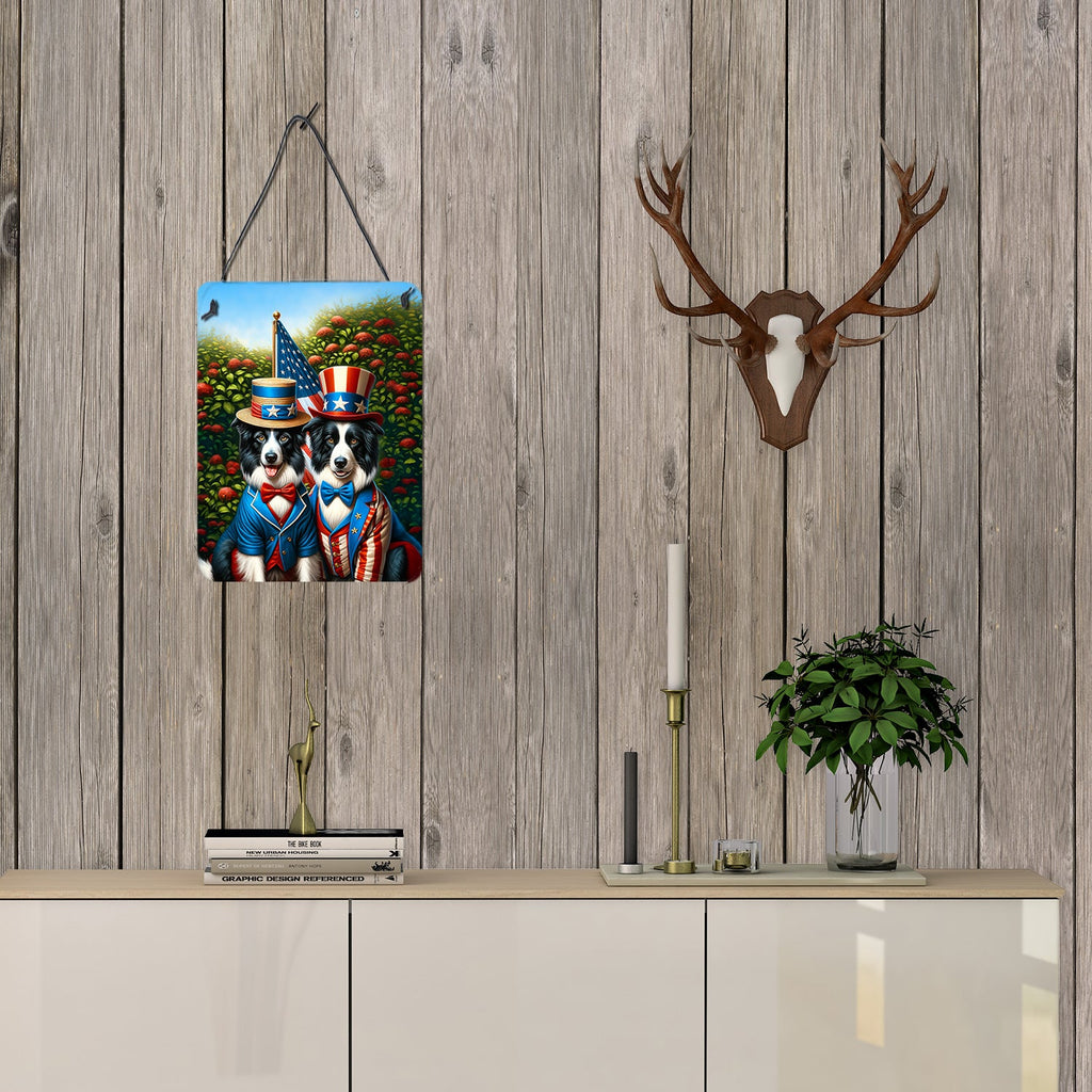 All American Border Collie Wall or Door Hanging Prints Aluminum Metal Sign Kitchen Wall Bar Bathroom Plaque Home Decor Front Door Plaque, 12x16, Multicolor