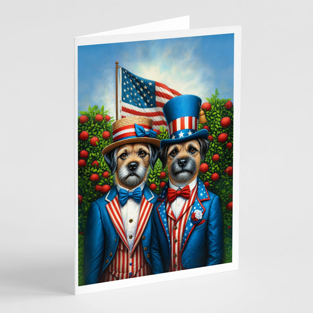 All American Border Terrier Greeting Cards Pack of 8 Blank Cards with Envelopes Whimsical A7 Size 5x7