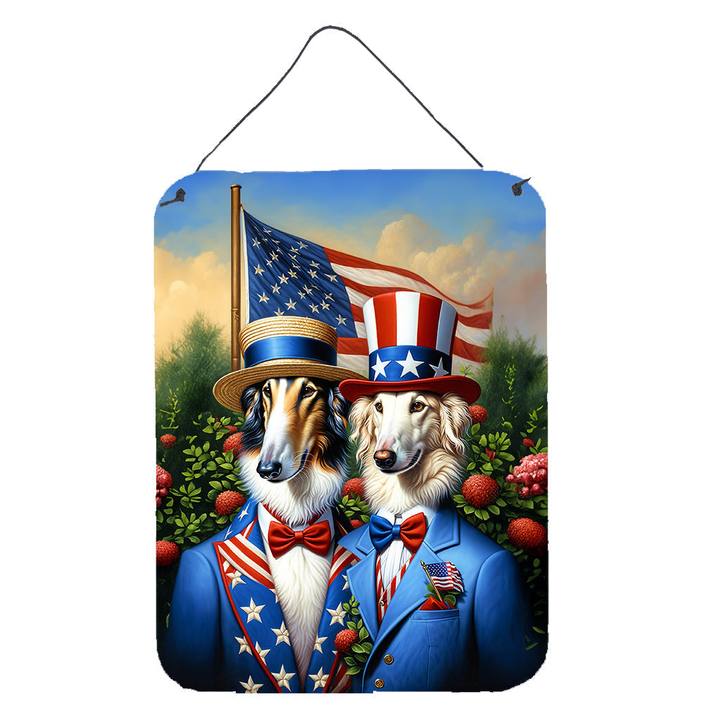 All American Borzoi Wall or Door Hanging Prints Aluminum Metal Sign Kitchen Wall Bar Bathroom Plaque Home Decor Front Door Plaque, 12x16, Multicolor